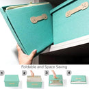 Enzk&Unity Decorative Storage Bins with Lids, Fabric Linen Foldable Storage Box with Handle Home Organizer for Shelf, Closet, Bedroom, Living Room, Office, 3 Packs, Teal by CozyNest Decor