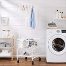Amazon Basics Rectangular Laundry Hamper Basket Butler Cart with Wheels and Hanging Rack, White by CozyNest Decor