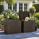Greesum 31 Gallon Deck Box for Outside, All Weather Outdoor Storage Boxes for Patio Furniture Set, Package Delivery Box, Garden Tools, Brown(Set of 2) by GreenHaven Gardens