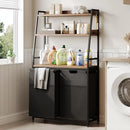 Lulive Double Laundry Hamper with Shelf, Laundry Basket with 3 Tier Storage Shelves & 4 Removable Hooks, Tall Laundry Sorter Clothes Hamper with Pull-Out Bags for Bathroom, Laundry Room by CozyNest Decor