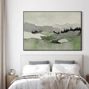 SIGNWIN 46"x72" Extra Large Framed Wall Art Green Line Art Mountain Landscape Illustration for Home Living Room Bedroom Decor (Frame Assembly Required) by CozyNest Decor
