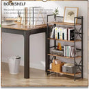 4NM 4 Tiers No Assembly Book Shelves, 41.3" H Folding Bookshelf Bookcase Open Industrial Foldable Shelves for Bedroom, Living Room, Home Office - Rustic Brown Black by CozyNest Decor