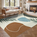 Indoor Outdoor Area Rug, Mid Century Outdoor Patio Rug, Washable Abstract Art Leaves Eucalyptus Rugs, Non-Slip Carpet for Camping, Living Room, Bedroom, Deck(8x10) by CozyNest Decor