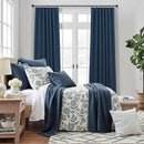 Navy Blue Drapes 96 Inch Long 2 Panels Back Tab Blackout Window Treatment Curtains White Backing for Living Room Darkening Thermal Linen Textured Black Out Curtain Bedroom Modern Farmhouse Dark Indigo