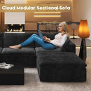 78.74" L Shaped Modern Sofa Modular Sectional Cloud Couch with Ottoman,Upholstered Couches with Plush Corduroy Fabric for Living Room Furniture,Bedroom and Apartment,No Assembly Required,Black by CozyNest Decor