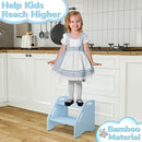 AMBIRD Wooden Step Stool, Two Step Stools 300 lbs Capacity with Safety Non-Slip Pads and Handles, Bamboo Step Stool for Bathroom, Kitchen Dual Height Step Stools for Kids (Sky Blue) by TinyTreasures Baby Boutique