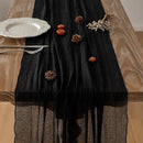 6pcs Halloween Table Runner Black Cheesecloth Gauze Rustic Premium Cotton Cheese Cloth Table Runner 120 Inch 10 FT for Wedding Bridal Baby Shower Long Sheer Boho Christmas Decorations by CozyNest Decor