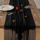 3pcs Halloween Table Runner Black Cheesecloth Gauze Rustic Premium Cotton Cheese Cloth Table Runner 120 Inch 10 FT for Wedding Bridal Baby Shower Long Sheer Boho Decorations by CozyNest Decor