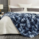 Cozy Bliss Faux Fur Throw Blanket for Couch, Fuzzy Soft Plush Thick Bubble Blanket for Sofa Bedroom Living Room, 60 * 80 Inches Tie-dye Blue by CozyNest Decor