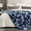 Cozy Bliss Faux Fur Throw Blanket for Couch, Fuzzy Soft Plush Thick Bubble Blanket for Sofa Bedroom Living Room, 50 * 60 Inches Tie-dye Blue by CozyNest Decor