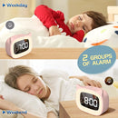 Kids Alarm Clock with Night Light & 18 Ringtones,Rechargeable,Cute Cat Ear Clock for Boys Girls Birthday Presents,Digital Clock for Children's Bedroom(Pink) by TinyTreasures Baby Boutique