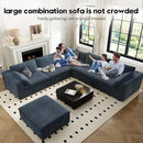 118" Cloud Couch Oversized Modular Sectional Sofa for Living Room,Modern Sofa with Deep Seat，6 Seater Boneless Couch,Comfy Upholstered Corduroy Couches for Apartment, Studio, Office,Bedroom，Blue by CozyNest Decor