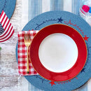 Whaline 4Pcs Round Independence Day Placemats Patriotic Stars Embroidered Place Mats 4th of July Dinner Table Mats for Home Holiday Birthday Party Decor by CozyNest Decor