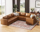 118.5" Faux Leather Modular Sectional Sofa, U Shaped Couch Set for Living Room, Large 8-Seater Comfy Cloud Couches with Storage Seat DIY Combination - Brown by CozyNest Decor
