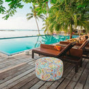 LVTXIII Indoor/Outdoor Inflatable Ottoman, D31 x H14 Inch Large Round Ottoman, All Weather Foot Rest Stool, Portable Footrest for Patio, Garden, Camping and Home - Paisley Multi by CozyNest Decor