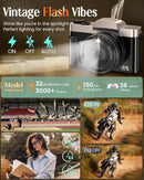 4K Digital Camera for Photography with WiFi,64MP Autofocus Vlogging Camera for YouTube,3'' 180° Flip Screen Compact Travel Camera for Teens with 32GB SD Card,16X Zoom,Anti-Shake,2 Batteries(Charcoal) by TinyTreasures Baby Boutique