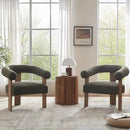 VKNOW Accent Chair Living Room Chair Set of 2, Modern Upholstered Armchair with Solid Wood Legs, Comfy Barrel Arm Chairs for Living Room Bedroom, Sage Green by CozyNest Decor