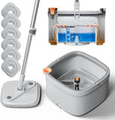 KZKR Spin Mop and Bucket Set with Self Separation Dirty and Clean Water System, Self Wringing 360° Rotating Square Mop Head for Home Floors Cleaning (1.0 Mop and Bucket Set (6 Pads)) by CozyNest Decor