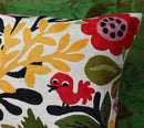 Red Polish Floral Pillow Cover Bird Flower Pillowcase Floral Outdoor Suzani Cushions Flowery Throw Chair Cushion Farmhouse Pillowsham Hand Embroidered Wool 18x18 Inch by CozyNest Decor
