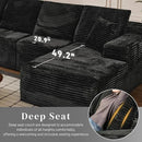 Modular Sectional Sofa Cloud Sectional Couch, 135" Comfy Fluffy U Shaped Black Couches for Living Room, Deep Seat Memory Foam Plush Corduroy Boneless Couch Sectionals with Right Facing Chaise Sofa by CozyNest Decor