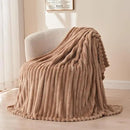 NEWCOSPLAY Super Soft Throw Blanket Taupe Premium Silky Flannel Fleece 3D Ribbed Jacquard Lightweight Bed Blanket All Season Use (Taupe Ribbed, Throw(40"x50")) by CozyNest Decor
