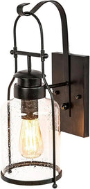 Muskoka Lifestyle Products Rustic Wall Light Lantern with Retro Industrial loft Lantern Look in Rubbed Bronze Powder Coat Finish with Milk Pioneer jug Glass by CozyNest Decor