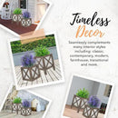 Autumn Alley Farmhouse Front Porch Planters Set of 2 Stand with Galvanized Corrugated Metal Planters for Outdoors/Indoors - Rustic Wood Square Planters Box on Legs – Charming Farmhouse Décor, Brown by GreenHaven Gardens