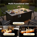 KOL 50,000 BTU Propane Fire Pit Table with Cabinet-39.5in Black Gas Fireplace with Glass Wind Guard & Lid, Outdoor Rectangular Cold Rolled Plate Plastic Spraying Firepits for Patio, Backyard, Balcony by GreenHaven Gardens