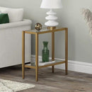 Henn&Hart 24" Wide Rectangular Side Table with Glass Shelf in Antique Brass, Table for Living Room, Bedroom by CozyNest Decor