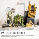 Black and Gold Kitchen Utensils - Luxe 8-Piece Gold Kitchen Tools Set with Can Opener, Pizza Cutter, Peeler, Mini Whisk, and Tongs - Stylish Accessories for Modern Cooking and Ideal for Gifting by CozyNest Decor