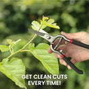 GARDEN GURU Classic Bypass Pruning Shears Clippers – Heavy Duty Forged Steel Garden Pruners – Safety Lock – Non Slip Comfort Grips – Cuts up to 1” Diameter – Professional Bypass Pruners for Gardening by GreenHaven Gardens