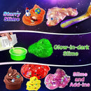 Metallic Slime Kit for Girls, Glimmer Crunchy, Galaxy Slime Making Kit for Girls Boys 6-12, Glow in The Dark DIY Slime Kit with Add-ins, Foam Balls, Charms, Glitters, Party Favors Gift Toys for Kids by TinyTreasures Baby Boutique
