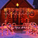 PINPON Christmas Solar Candy Cane Lights 10 Pack, 21" Pathway Markers Walkway Lights with Star, 8 Modes & 3 Timings Xmas Decorations for Outdoor Pathway Garden Yard Patio by GreenHaven Gardens
