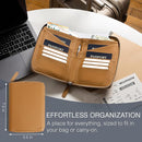 Full Grain Leather Family Passport Holder for 2-4 Passports - RFID Passport Holder and Travel Document Organizer - Large Leather Travel Wallet for Couples and Families - Camel by TinyTreasures Baby Boutique