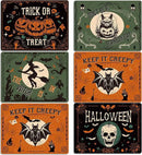 Halloween Placemats Set of 6 Gothic Bat Plastic Table Mats Pumpkin Witch Skull Ghost Halloween Place Mats Washable Vinyl Rustic Table Decoration for Indoor Outdoor Party Kitchen Dining by CozyNest Decor