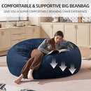 Bean Bag Chair 6Ft, Memory Foam Filled, Large Beanbag Chairs for Adults and Teens, Soft Sofa with Removable Flannel Cover, Round Couch for Living Room Bedroom College Dorm (Blue, 6FT-67×67"×24") by CozyNest Decor