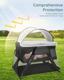 Lilian&Gema 2-in-1 Travel Crib, Portable Crib with Backpack, Lightweight Baby Travel Playpen, Foldable Play Yard with Thick Mattress for Babies & Toddlers, Baby Travel Essential by TinyTreasures Baby Boutique