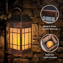 14" Solar Lantern Outdoor Waterproof, Glass Flickering Flame Solar Lanterns, Hanging Metal Lantern Decorative for Patio Front Porch Garden Backyard Tabletop Mothers Day Gifts Mom by GreenHaven Gardens