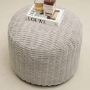 Round Stuffed Pouf Ottoman for Foot Rest, Storage Ottoman Pouf Foot Stool Cushion, Faux Fur Poufs with Foam Chunk Filling, 26 X 18 Inch Floor Chair for Living Room Bedroom Home Decor, Light Gray by CozyNest Decor