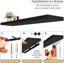 Sorbus Floating Shelves for Wall - 48 Inch Long Bathroom Shelves, Wall Decor for Bedroom, Kitchen, Living Room & Book Storage - Mounted Floating Shelf with Invisible Brackets (Black, 3 Pack) by CozyNest Decor