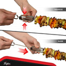 "FLAFSTER KITCHEN BBQ Skewers for Grilling - 16" Stainless Steel Flat Kebab Sticks with Push Bar, Reusable Metal Shish Kabob Skewers, Set of 6" by GreenHaven Gardens