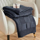 CozeCube Check Knit Throw Blanket, Midnight Navy Checkered Throw for Couch, Decorative Christmas Soft Cozy Warm Knitted Blanket for Bed Sofa Living Room, 50"X60" by CozyNest Decor