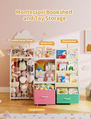 Kids Bookshelf and Toy Storage, Large 3 Tier Book Shelf for Kids Rooms, Sling Baby Bookcase with Stuffed Animal Storage, Toddler Montessori Bookshelf for Nursery, Playroom, Kindergarten by TinyTreasures Baby Boutique