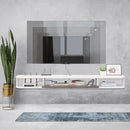 Pmnianhua Floating TV Console,55'' Wall-Mounted Media Console,Floating TV Cabinet,Modern Floating TV Stand,Under TV Entertainment Shelf with Door and Storage for Bedroom Living Room (Grey-White) by CozyNest Decor