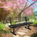 6FT Heavy Duty Park Bench with Back Portable Frame, Outdoor Metal Park Bench with Backrest, Steel Mesh Outdoor Bench for Garden, Lawn, Patio, Porch, Park, Yard (Black, 72.4" L x 23.2" W x 32.5" H) by GreenHaven Gardens