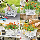 Sungmor Heavy Duty Cast Iron Planter Basket w/Non-Woven Growing Bag, Unique Shape & Beautiful Pattern Design, Hollow Orchid Flower Pot Garden Tools Holder, Rust White French Country Decor Container by CozyNest Decor
