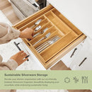 Premium Silverware, Flatware and Utensil Organizer for Kitchen Drawers, Food-Safe Contract Grade, Expandable from 14 to 25 In, Natural Bamboo by CozyNest Decor