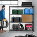 Rengue 4-Tier Wire Shelving with Wheels, 60"x 24"x72" Metal Storage Shelves, Heavy Duty Garage Storage Shelves, Chrome 2400LBS Capacity Wire Shelf Rack for Restaurant, Garage, Pantry, Black by CozyNest Decor