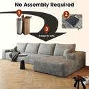 136" Sectional Couches for Living Room Modern Modular Sofa with L-Shape Couchs Upholstered Boneless Couch Deep Seat Sectional Couch with Chaise (Grey, Right Facing Chaise+3Seaters) by CozyNest Decor