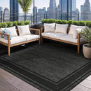 Beverly Rug Large Outdoor Rug 9x12 Modern Bordered Area Rugs for Indoor and Outdoor Patio Deck Porch Garden Waterproof Weather Sun Resistant Washable Outside Carpet (9 x 12 Black) by GreenHaven Gardens